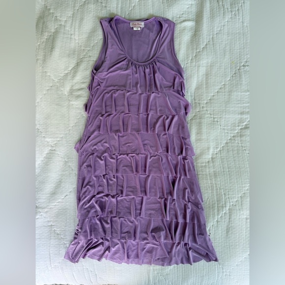 Pretty Woman Lavender Tiered Ruffle Sleeveless Dress Made in USA M 🪻 - Picture 6 of 9
